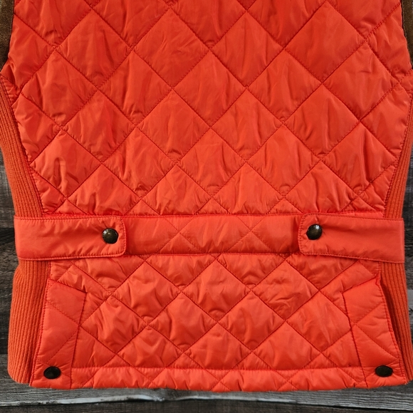Ralph Lauren Sport Orange Quilted Suede Zip Front Vest Women's Medium - Picture 8 of 14